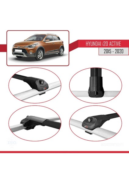 Hyundai I20 Actıve 2015-2020 Arası ile Uyumlu Ace-1 Ara Atkı Tavan Barı Siyah