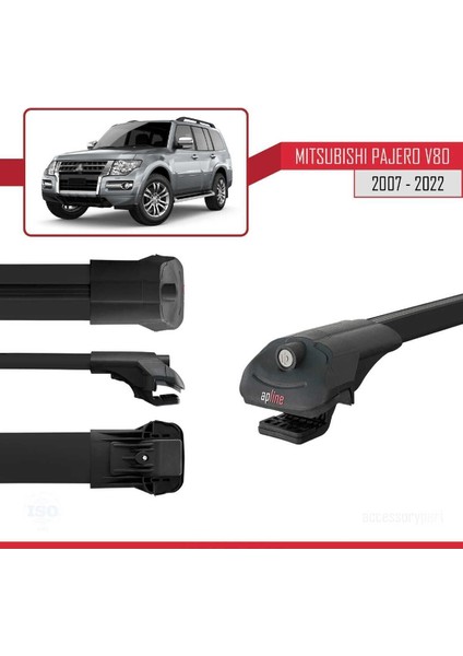 Mitsubishi Pajero (V80) 2007-2022 Arası ile Uyumlu Ace-1 Ara Atkı Tavan Barı Siyah
