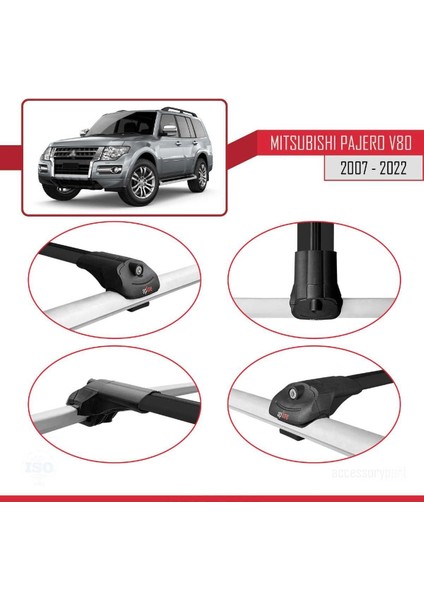 Mitsubishi Pajero (V80) 2007-2022 Arası ile Uyumlu Ace-1 Ara Atkı Tavan Barı Siyah