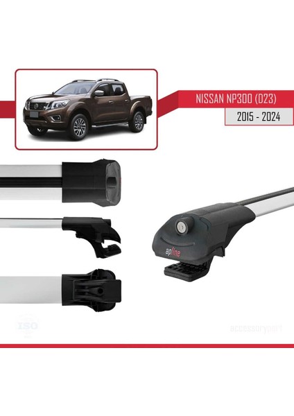 Nissan NP300 (D23) 2015 ve Sonrası ile Uyumlu Ace-1 Ara Atkı Tavan Barı Gri modelleri