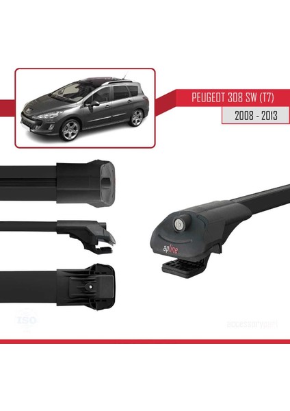Peugeot 308 Sw (T7) 2008-2013 Arası ile Uyumlu Ace-1 Ara Atkı Tavan Barı Siyah modelleri