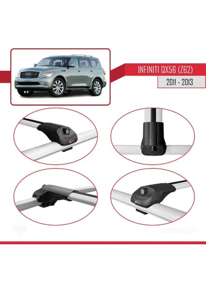 Infiniti QX56 Z62 2011-2013 Arası ile Uyumlu Ace-1 Ara Atkı Tavan Barı Gri fırsatları