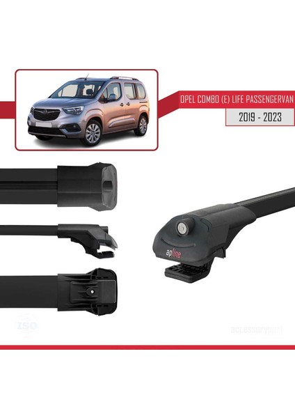 Opel Combo (E) Life Passengervan 2019-2023 Arası ile Uyumlu Ace-1 Ara Atkı Tavan Barı Siyah