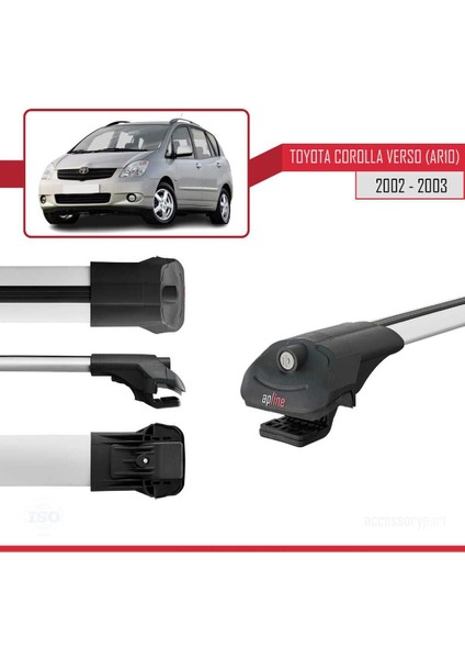 Toyota Corolla Verso (AR10) 2002-2003 Arası ile Uyumlu Ace-1 Ara Atkı Tavan Barı Gri modelleri