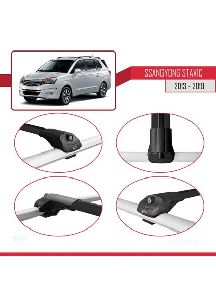 Ssangyong Stavic 2013-2019 Arası ile Uyumlu Ace-1 Ara Atkı Tavan Barı Siyah fırsatları