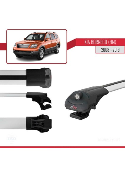 Kia Borrego (Hm) 2008-2019 Arası ile Uyumlu Ace-1 Ara Atkı Tavan Barı Gri modelleri