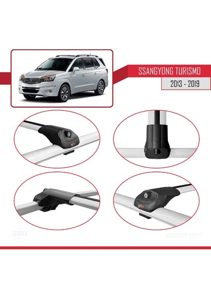 Ssangyong Turismo 2013-2019 Arası ile Uyumlu Ace-1 Ara Atkı Tavan Barı Gri fırsatları