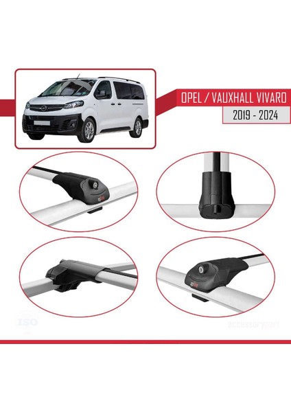 Opel / Vauxhall Vivaro 2019 ve Sonrası ile Uyumlu Ace-1 Ara Atkı Tavan Barı Gri fırsatları