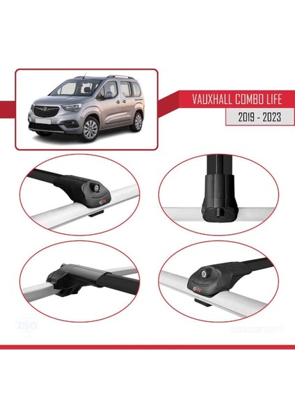 Opel Combo Life 2019-2024 Arası ile Uyumlu Ace-1 Ara Atkı Tavan Barı Siyah