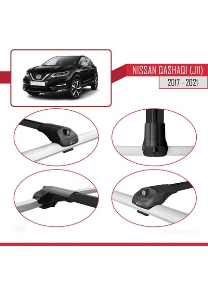 Nissan Qashqai 2017-2021 Arası ile Uyumlu Ace-1 Ara Atkı Tavan Barı Siyah fırsatları