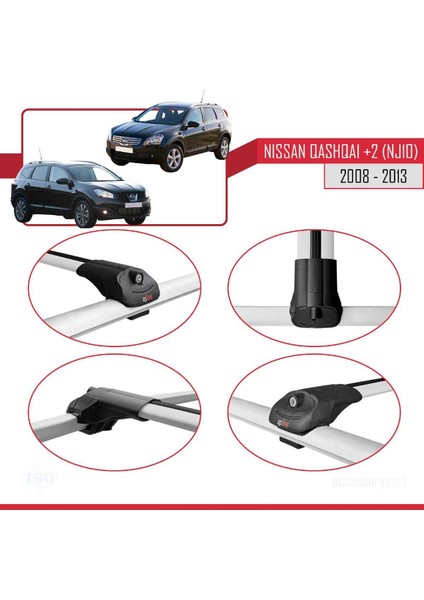 Nissan Qashqai +2 (NJ10) 2008-2013 Arası ile Uyumlu Ace-1 Ara Atkı Tavan Barı Gri fırsatları