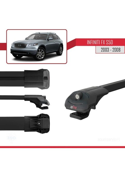 Infiniti Fx (S50) 2003-2008 Arası ile Uyumlu Ace-1 Ara Atkı Tavan Barı Siyah