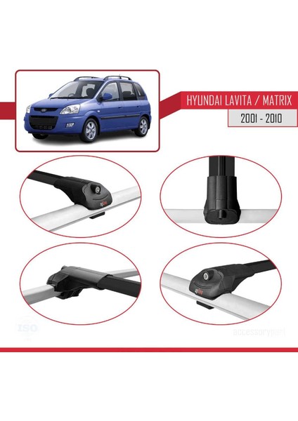 Hyundai Lavita / Matrix (Fc) 2001-2010 Arası ile Uyumlu Ace-1 Ara Atkı Tavan Barı Siyah fırsatları
