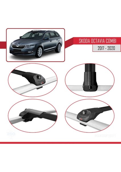 Skoda Octavia Combı 2017-2020 Arası ile Uyumlu Ace-1 Ara Atkı Tavan Barı Siyah