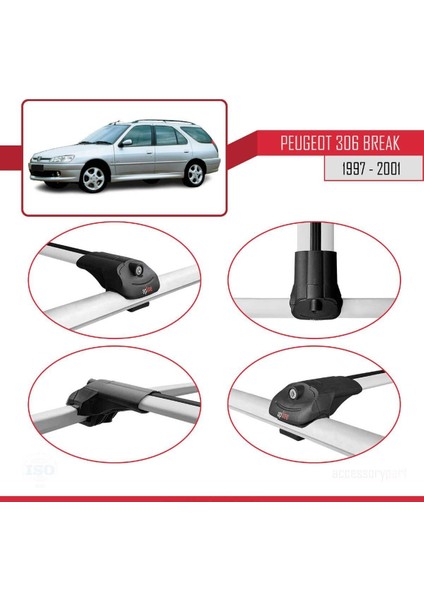 Peugeot 306 Estate 1997-2001 Arası ile Uyumlu Ace-1 Ara Atkı Tavan Barı Gri fırsatları