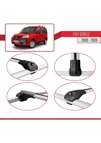 Fiat Doblo 2000-2009 Arası ile Uyumlu Ace-1 Ara Atkı Tavan Barı Gri fırsatları