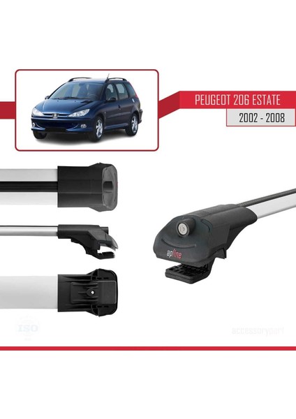 Peugeot 206 Estate 2002-2008 Arası ile Uyumlu Ace-1 Ara Atkı Tavan Barı Gri modelleri