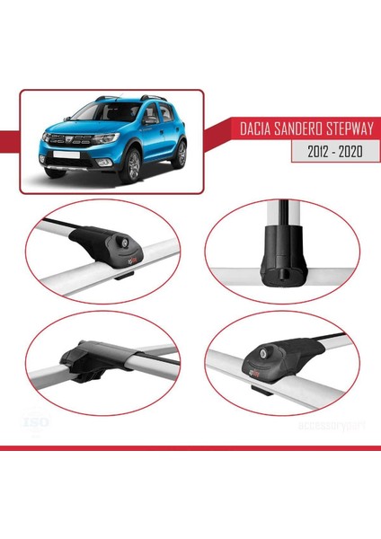Dacia Sandero Stepway 2012-2020 Arası ile Uyumlu Ace-1 Ara Atkı Tavan Barı Gri indirimleri