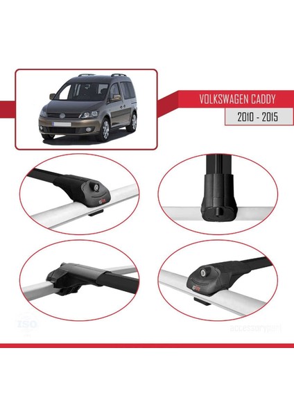 Volkswagen Caddy 2010-2015 Arası ile Uyumlu Ace-1 Ara Atkı Tavan Barı Siyah fırsatları