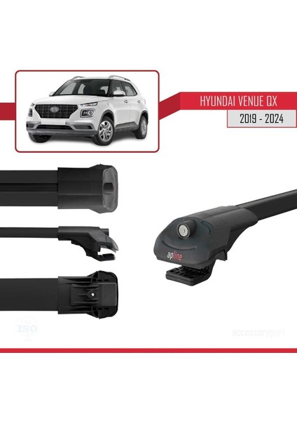 Hyundai Venue (Qx) 2019 ve Sonrası ile Uyumlu Ace-1 Ara Atkı Tavan Barı Siyah modelleri