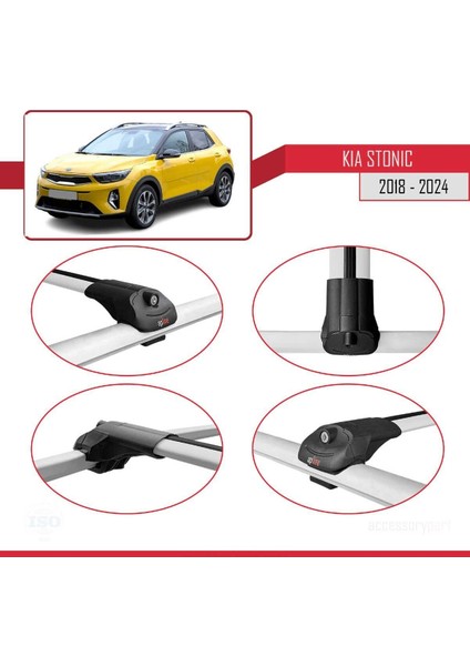 Kia Stonic 2018 ve Sonrası ile Uyumlu Ace-1 Ara Atkı Tavan Barı Gri fırsatları