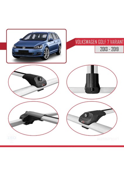 Volkswagen Golf 7 Varıant 2013-2019 Arası ile Uyumlu Ace-1 Ara Atkı Tavan Barı Gri fırsatları