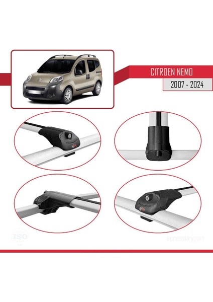 Citroen Nemo 2007 ve Sonrası ile Uyumlu Ace-1 Ara Atkı Tavan Barı Gri fırsatları