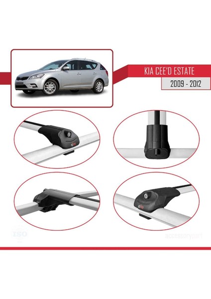 Kia Ceed Sportswagon 2009-2012 Arası ile Uyumlu Ace-1 Ara Atkı Tavan Barı Gri fırsatları