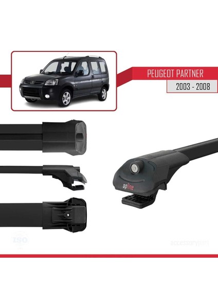 Peugeot Partner 2003-2008 Arası ile Uyumlu Ace-1 Ara Atkı Tavan Barı Siyah modelleri