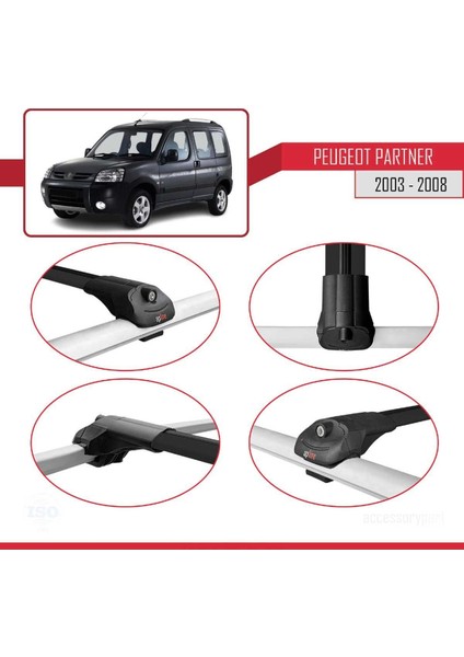 Peugeot Partner 2003-2008 Arası ile Uyumlu Ace-1 Ara Atkı Tavan Barı Siyah fırsatları
