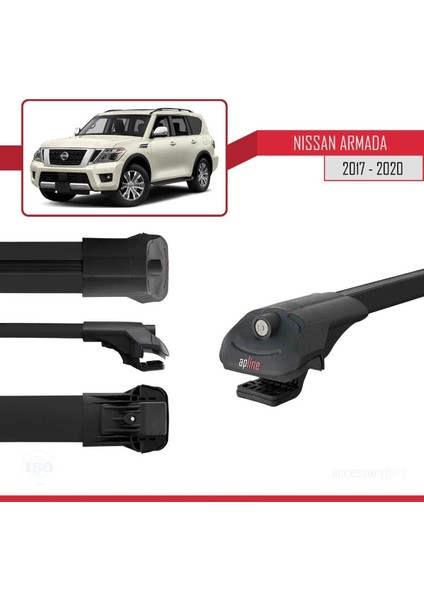 Nissan Armada Y62 2017-2020 Arası ile Uyumlu Ace-1 Ara Atkı Tavan Barı Siyah modelleri