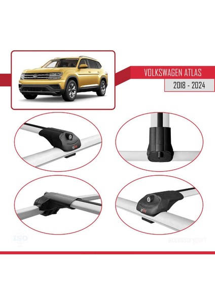Volkswagen Atlas 2018 ve Sonrası ile Uyumlu Ace-1 Ara Atkı Tavan Barı Gri fırsatları