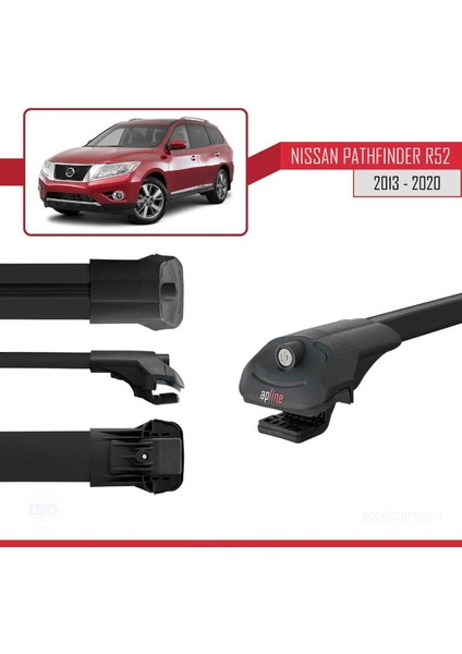 Nissan Pathfinder (R52) 2013-2020 Arası ile Uyumlu Ace-1 Ara Atkı Tavan Barı Siyah modelleri
