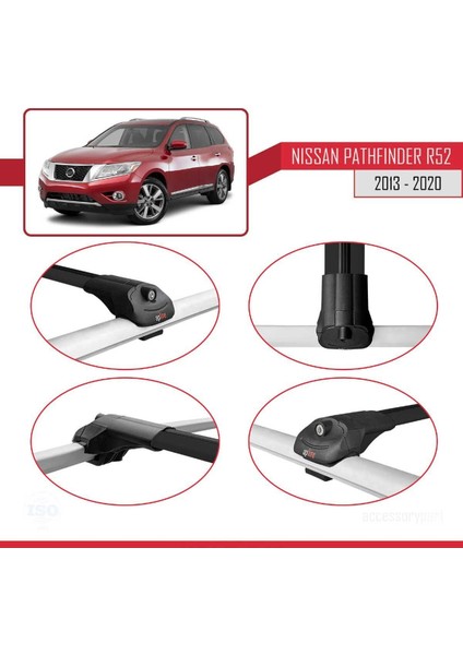 Nissan Pathfinder (R52) 2013-2020 Arası ile Uyumlu Ace-1 Ara Atkı Tavan Barı Siyah fırsatları