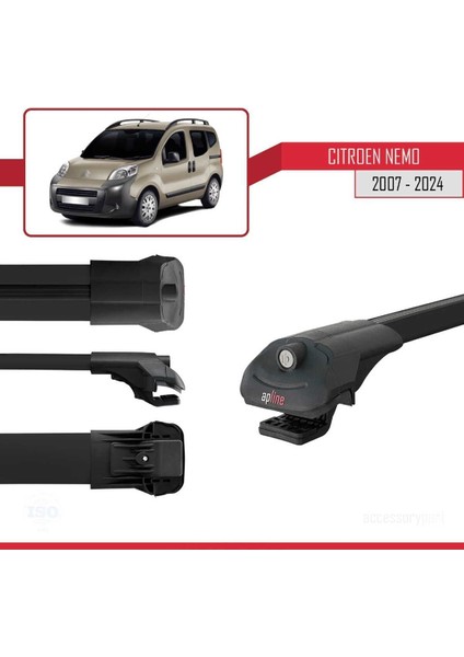 Citroen Nemo 2007 ve Sonrası ile Uyumlu Ace-1 Ara Atkı Tavan Barı Siyah modelleri