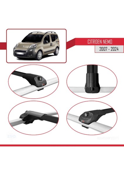 Citroen Nemo 2007 ve Sonrası ile Uyumlu Ace-1 Ara Atkı Tavan Barı Siyah fırsatları