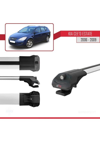 Kia Ceed Sportswagon 2006-2009 Arası ile Uyumlu Ace-1 Ara Atkı Tavan Barı Gri modelleri