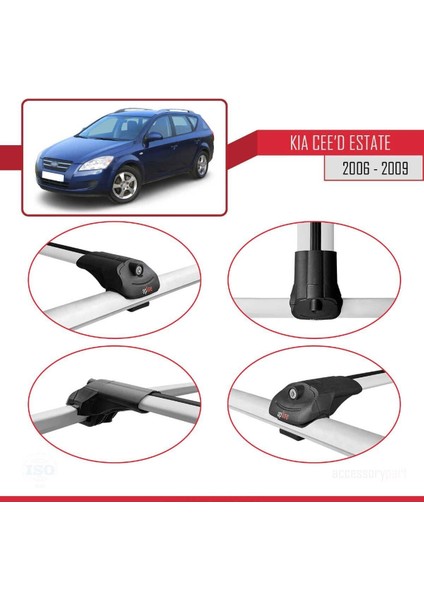 Kia Ceed Sportswagon 2006-2009 Arası ile Uyumlu Ace-1 Ara Atkı Tavan Barı Gri fırsatları