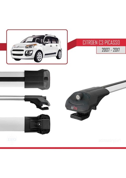 Citroen C3 Picasso 2007-2017 Arası ile Uyumlu Ace-1 Ara Atkı Tavan Barı Gri modelleri