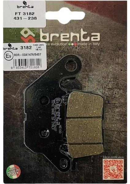 Yamaha Nmax 155 Ön Fren Balata Brenta (Made In Italy)