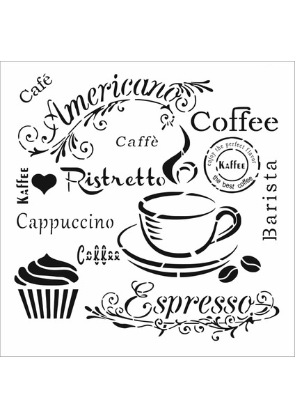 Stencil Sarayi Boyama Şablon Mutfak Obje ve Yazıları - 8111