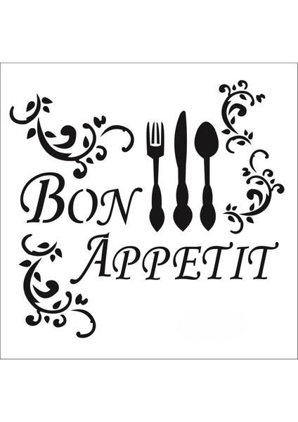 Stencil Sarayi Boyama Şablon Mutfak Obje ve Yazıları - 5006