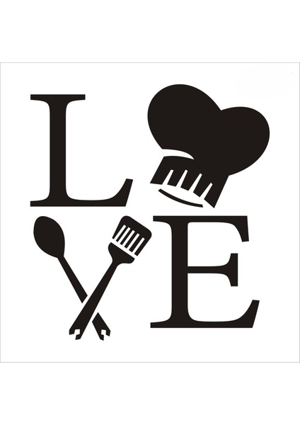 Stencil Sarayi Boyama Şablon Mutfak Obje ve Yazıları - 8777