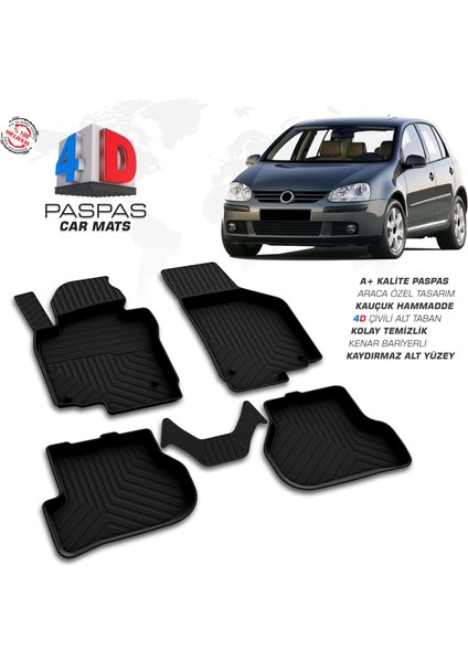 Volkswagen Golf 5 Ferrous 4d Havuzlu Kauçuk Paspas 2003 2008