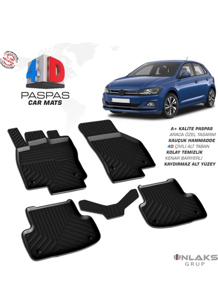 RK Carshop Volkswagen Polo 6 Ferrous 4d Havuzlu Kauçuk Paspas 2017 2021