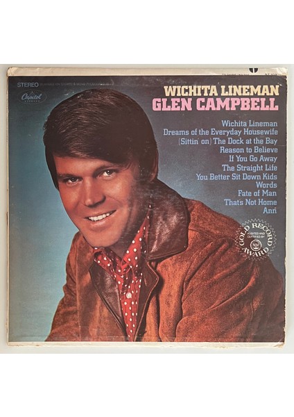 Glen Campbell Wichita Lineman Lp Plak (Orjinal Dönem 1968 Amerika Baskı)