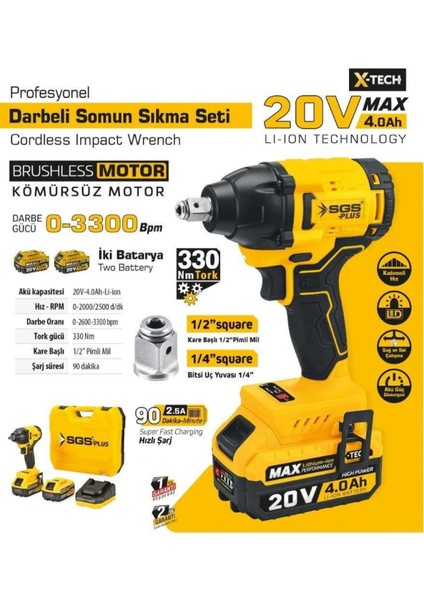 DARBELİ SOMUN SIKMA SETİ 20 VOLT (4.0Ah)