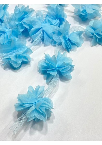 Gül Lazer Kesim Çiçek / 1 Metre(12-13 Adet)/ Organze Tül Kenar Süsü Tekstil Tasarım Kumaşı Yapay Süs Turkuaz fiyatları