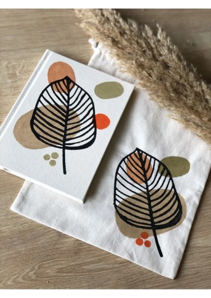 "leaf Point" Kanvas Çizgisiz Defter & Bez Kese Seti / Günlük Ajanda fiyatları