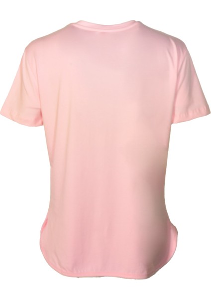 Kadın V Yaka Basic Pembe T-Shirt